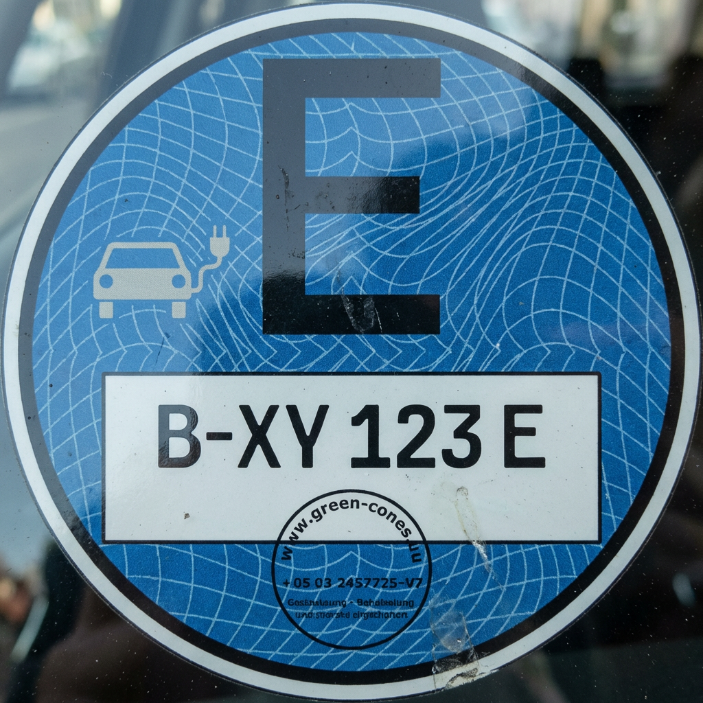 Blaue Umweltplakette für Elektrofahrzeuge – Deutschland (E-Plakette, Expressoption)